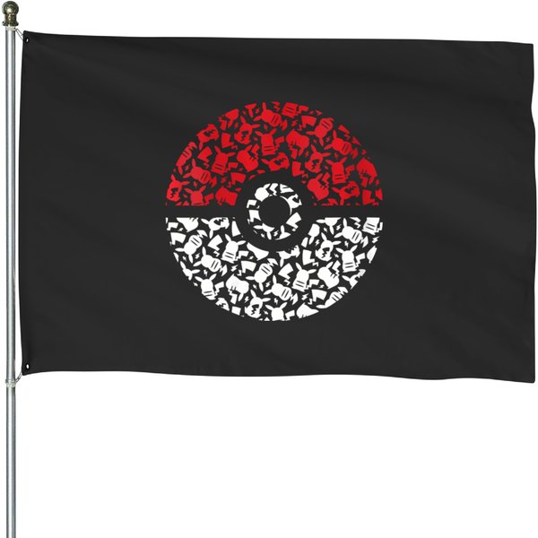 Pokã©Mon Pokeball Pika Pattern House Flags-image