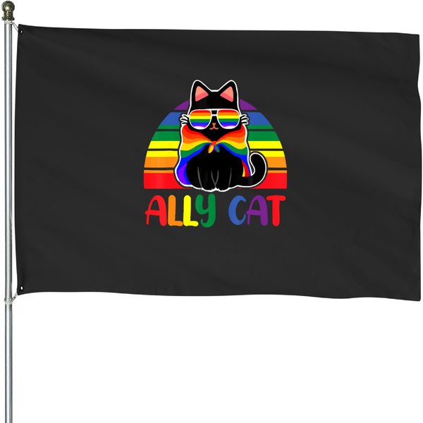 Pride Ally Cat House Flag - Gay Lgbtq Flag Design-image