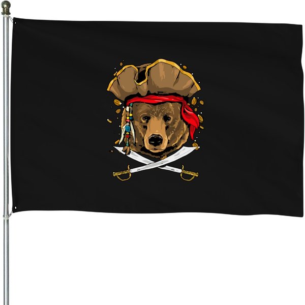 Pirate Bear Jolly Roger Halloween Costume House Flags-image