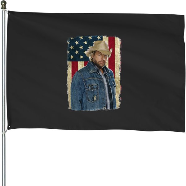 Vintage American Flag Name Toby Keith Cowboy House Flags-image