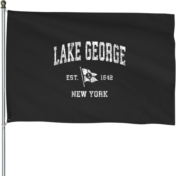Lake George Ny Vintage Nautical Boat Anchor Flag Sports House Flags-image
