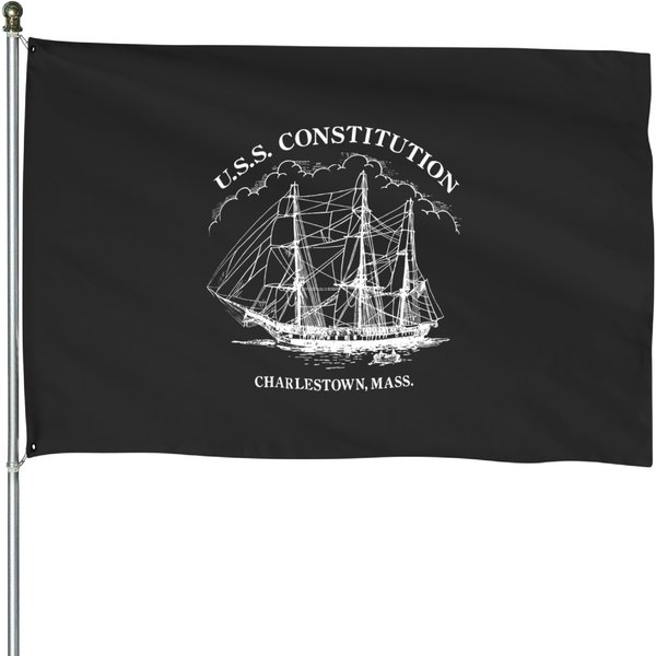 80S U.S.S. Constitution Ship House Flags Vintage Charlestown Massachusetts Graphic Tourist House Flags-image