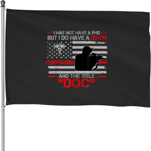 Corpsman 8404 - Title Doc Dd-214 - Gift For Corpsman Veteran House Flags House Flags-image