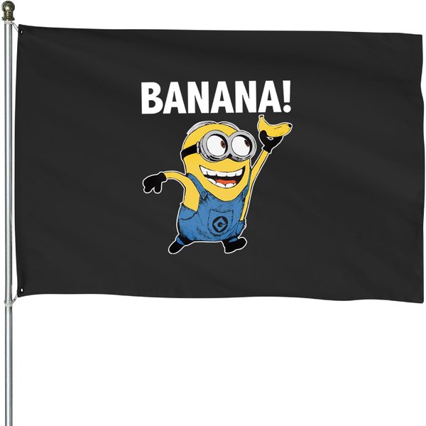 Minions Banana! Blue House Flags, Minions Unisex House Flags-image