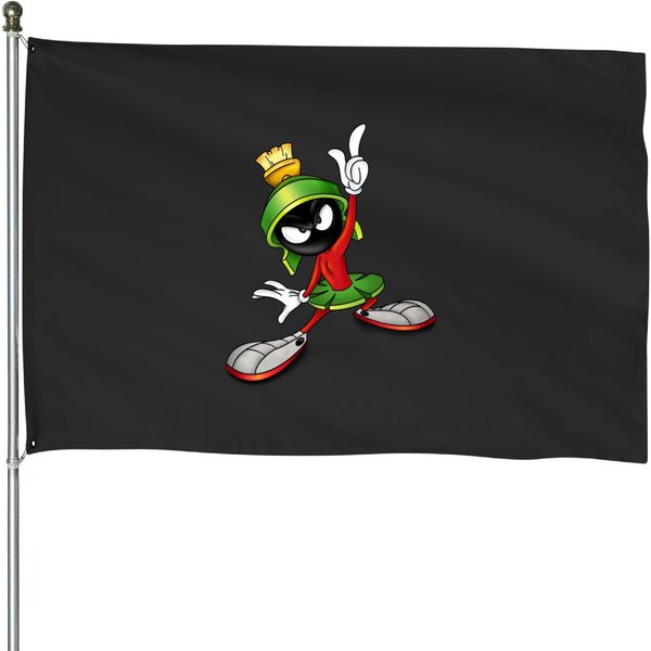 Marvin The Martian Woshort Sleeve Vneck Basic Black House Flags-image