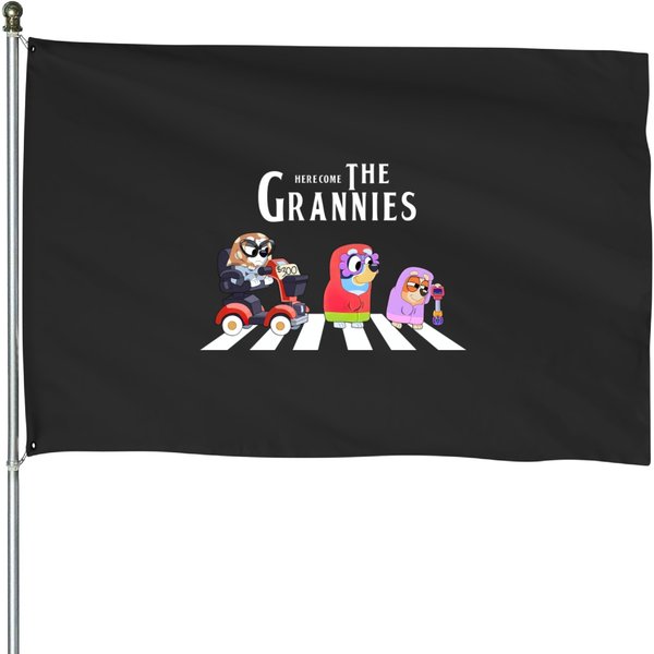 Blue And Bingo Here Come The Grannies House Flags, Grannies House Flags, Blue Heeler Family-image