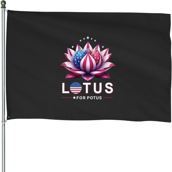 Lotus For Potus Kamala Harris 2024 President Election Democrats House Flags-image