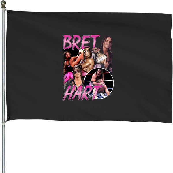 Vintage Bootleg Style Bret Hart House Flags, Bret Hart Wrestling House Flags-image