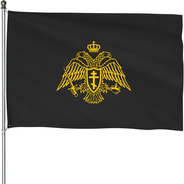 Orthodox Christian Double-Headed Byzantine Eagle, Gold House Flags-image