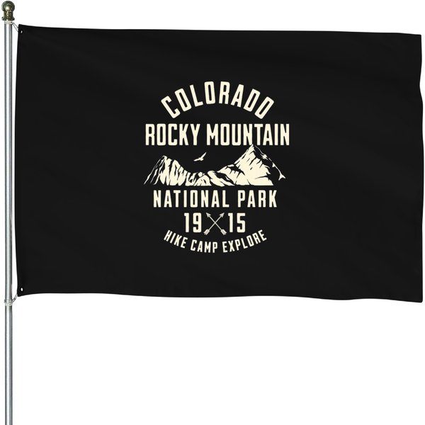 Hiking Hiker Rocky Mountain National Park Colorado Nature Hiking Outdoors Hike House Flags-image