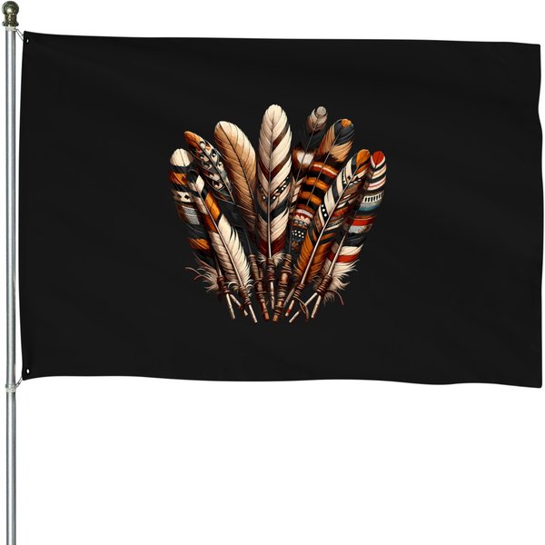 Southwest Native American Indian Feather House Flags-image