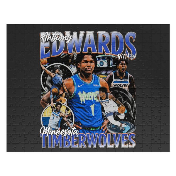 Anthony Edwards Jigsaw Puzzles Vintage Graphic Jigsaw Puzzles Minnesota Basketball Jersey Anthony Edwards Bootleg Classic 90S Style Gift For Timberwolves Fan-image