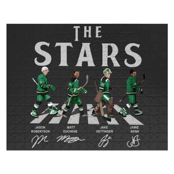 Stars Walking Abbey Road Signatures Ice Hockey Jigsaw Puzzles, Dallas Vintage-image