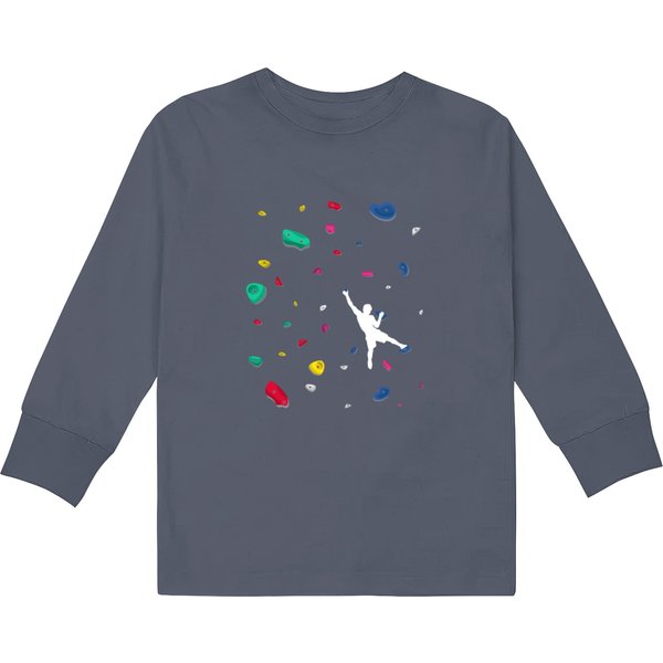 Climbing Boulder Wall Rock Climber Bouldering Kids Long Sleeve T Shirts-image