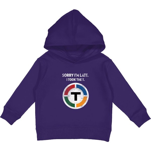 Sorry I'm Late I Took The T Boston Subway Mbta Kids Pullover Hoodies-image