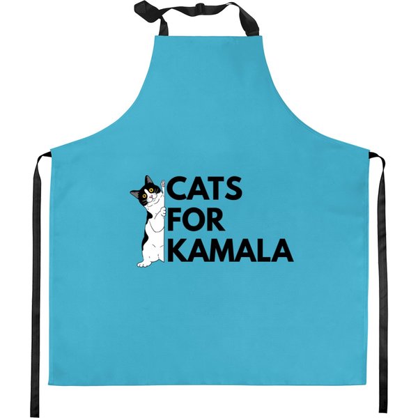 Cats For Kamala Progressive 2024 Election Kitchen Aprons; Pro Harris 2024 Political Kitchen Aprons-image