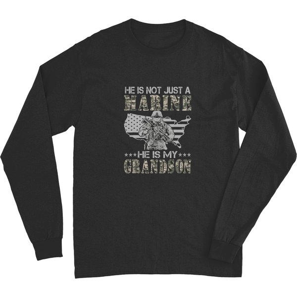 My Grandson Is A Marine Proud Grandma Proud Grandpa Long Sleeves-image