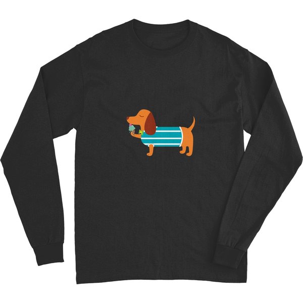 Dachsund Eating Yummy Ice Cream Pet Animal Long Sleeves-image