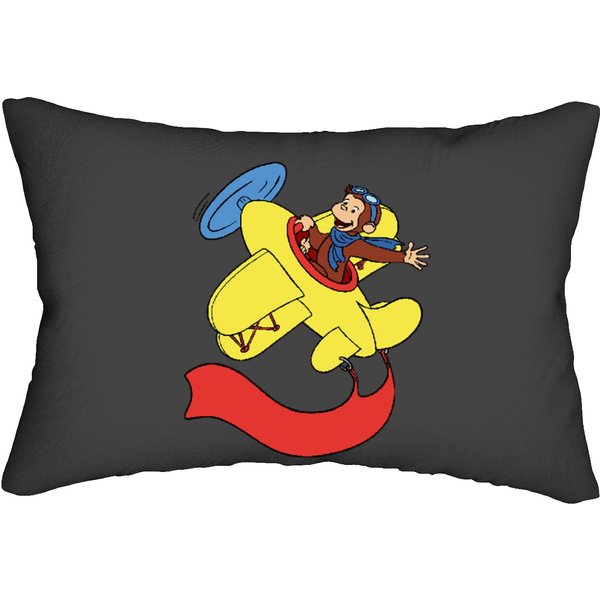 Curious George In An Airplan Lumbar Pillows
