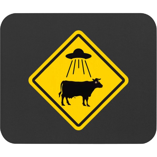 Funny Ufo Cow Abduction Warning Sign Mouse Pads