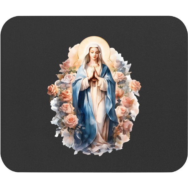 Blessed Mother Mary Mother Of Jesus Roses Our Lady Catholic T Mouse Pads-image