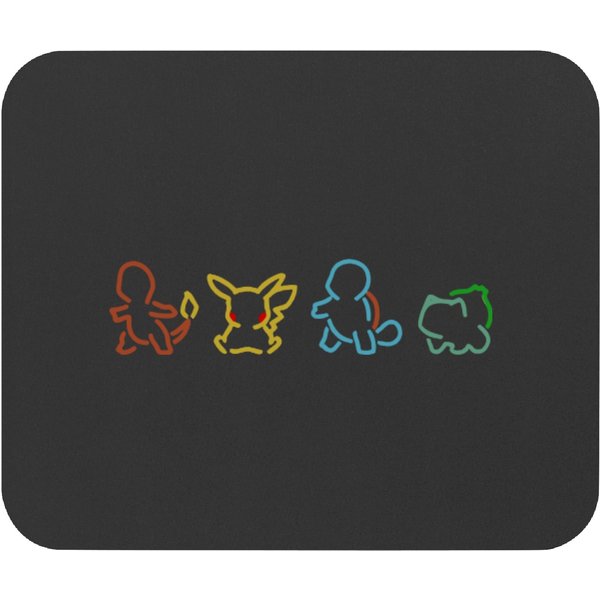 Color Pkm Silhouette Mouse Pads, Pkm Lover Gift, Pika, Bulbasaur