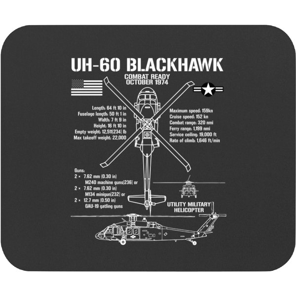 Uh-60 Blackhawk Attack Helicopter Specs Helo Uh60 Mouse Pads-image