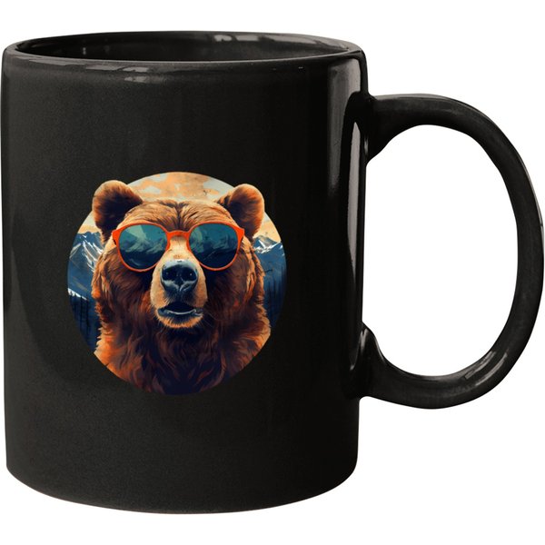Vintage Grizzly Bear Wearing Glasses Pullover Mugs