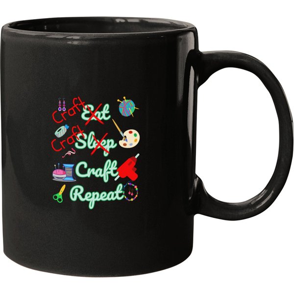 Funnys Arts And Crafts Eat Sleep Craft Repeat Mugs-image