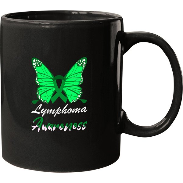 Lymphoma Awareness Butterfly Green Ribbon Support Mugs