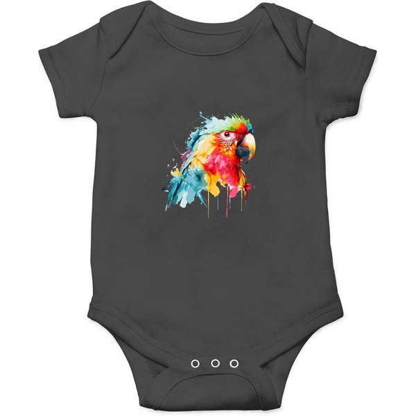 Watercolor Red Macaw Parrot Colorful Bird Lovers Onesies-image