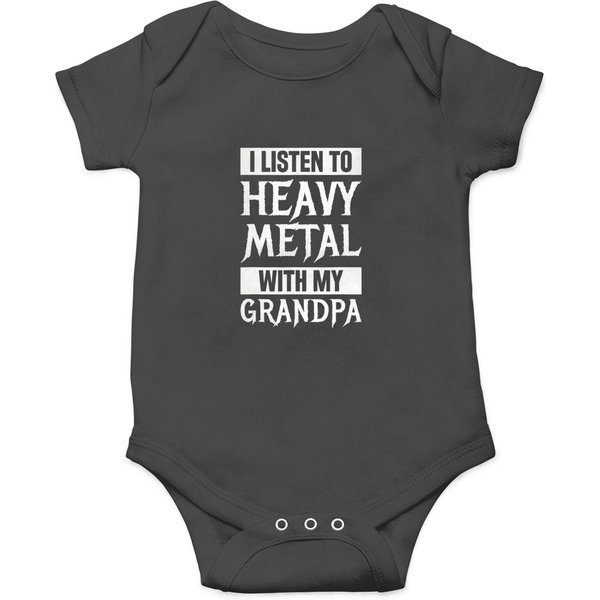 I Listen To Heavy Metal With My Grandpa Metal Music Onesies-image