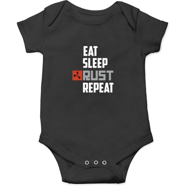 Eat Sleep Rust Repeat White Text Onesies-image