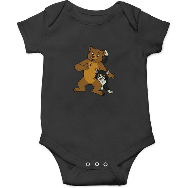 Little Bear And Cat Art Sticker T-Shirt Onesies-image