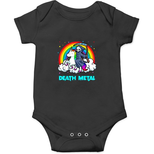 Death Metal Shirts Unicorn Rainbow Grim Reaper Heavy Onesies-image