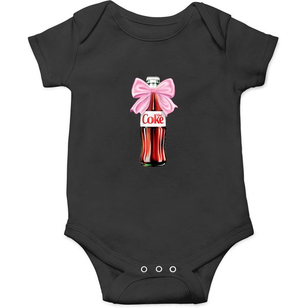Diet Coke Bottle With Pink Coquette Bow Onesies-image