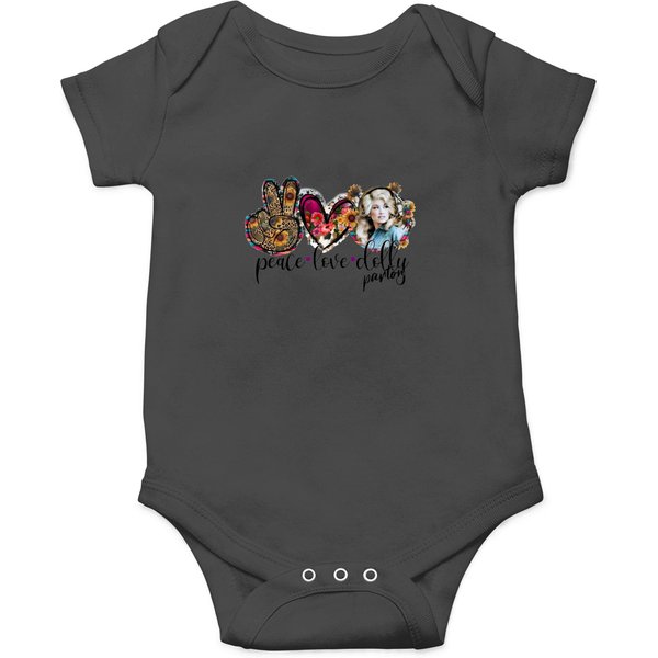 Love Peace & Dolly Parton Unisex Jersey Short Sleeve Onesies-image