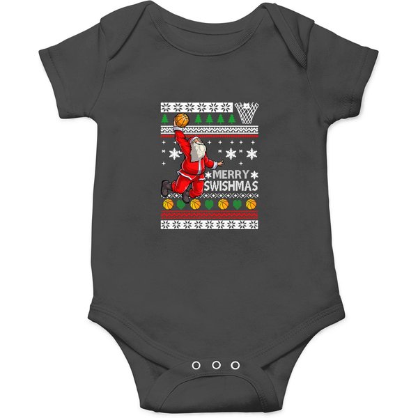 Basketball Gift Funny Basketball Ugly Christmas Sweater Santa Merry Swishmas 157 Onesies