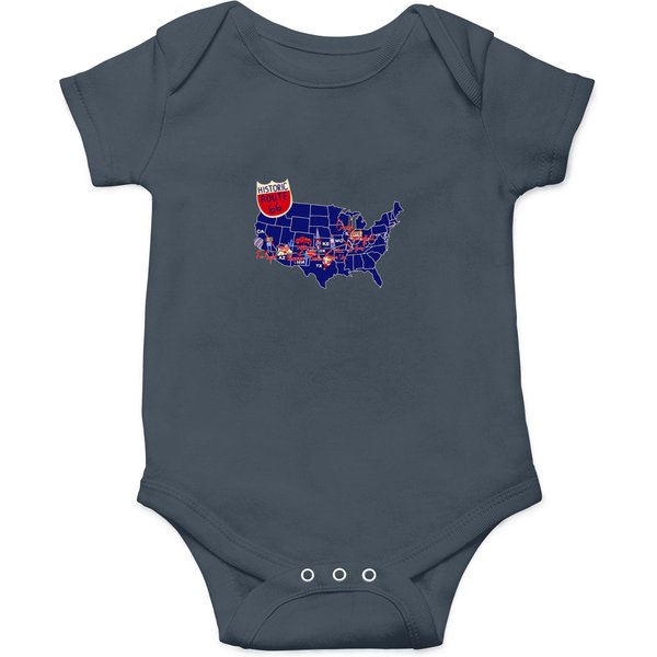 Historic Route 66 Map Blue Onesies