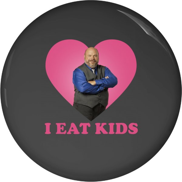 I Eat Kids Bertram Pin Button-image