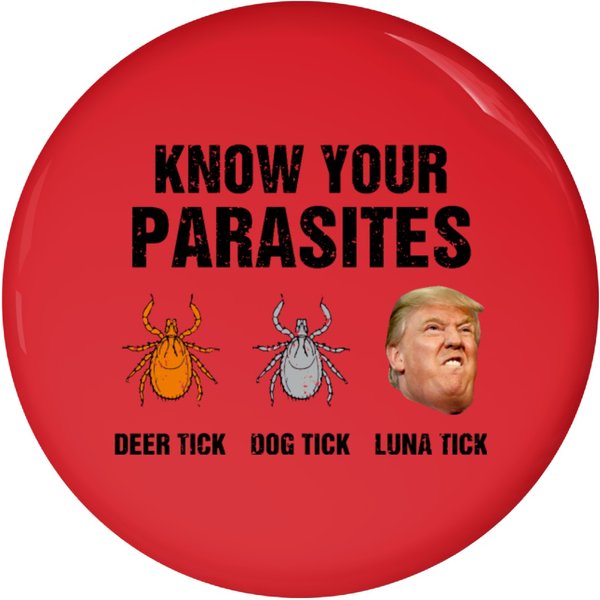 Know Your Parasites Pin Button - Deer Tick, Dog Tick, Luna Tick-image