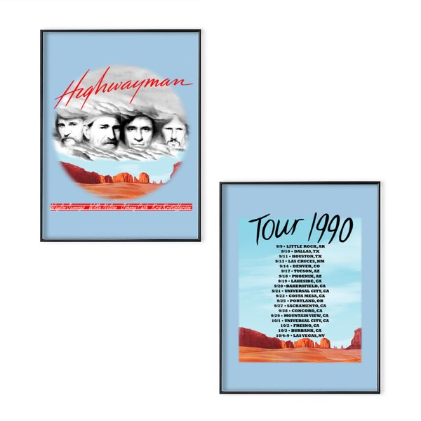 The Highwaymen 1990 Kick Off Concert Tour Poster Set-image