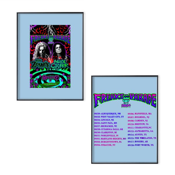 Rob Zombie And Alice Coopers Freaks On Parade 2024 Tour Poster Set-image