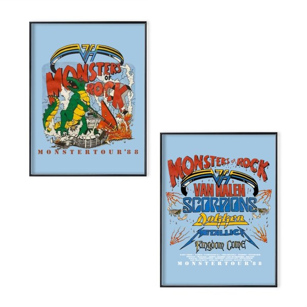 Vintage Monsters Of Rock Tour 1988 Poster Set Vintage Tour Concert Halen Van Gift-image