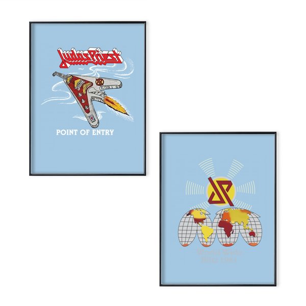Judas Priest 1981 World Wide Blitzz Tour Black Double Sided Poster Set-image