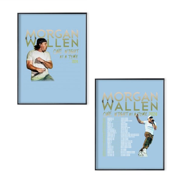 Morganwallen Tour 2024 Poster Set, Wallen One Night At A Time Tour Poster Set-image