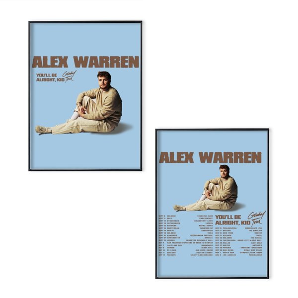 Alex Warren You'll Be Alright, Kid Tour 2024 Poster Set, Alex Warren Fan Poster Set-image