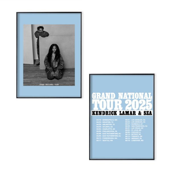 Grand National Tour 2025 Poster Set Sza Kendrick Lamar For Fans Double Sided-image