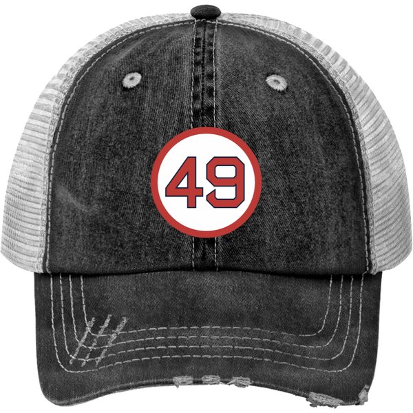Tim Wakefield 49 Jersey Number (2) 6+4+3=2 Boston Print Trucker Hats-image