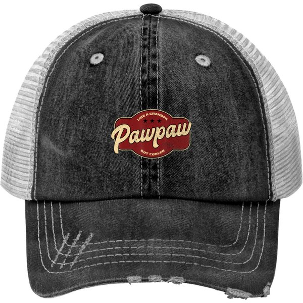 Vintage Pawpaw Like A Grandpa But Cooler Grandpa Pawpaw Print Trucker Hats-image